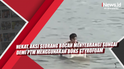 Video Nekat, Aksi Seorang Bocah Menyebrangi Sungai Demi PTM Menggunakan Boks Styrofoam