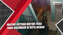 Rekaman CCTV Maling Gotong Motor Trail yang Digembok di Kota Medan