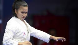 Aksi Karateka Cantik Asal Sulsel Keluarkan Jurus pada Nomor Kata Perorangan PON Papua