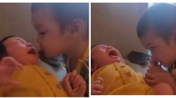 Respons Kiano Tiger Wong Melihat Adik Bayi Menangis Tak Terduga, Netizen: Penyayang Banget