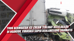 Video Truk Bermuatan Ice Cream Terlibat Kecelakaan di Nganjuk, Evakuasi Sopir Berlangsung Dramatis