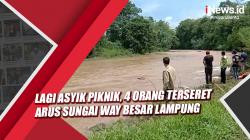 Video 4 Orang Terseret Arus Sungai Way Besar Lampung saat Asyik Piknik