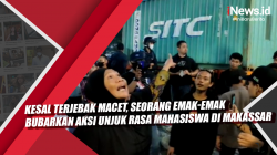 Video Kesal Terjebak Macet, Seorang Emak-Emak Bubarkan Aksi Unjuk Rasa Mahasiswa di Makassar
