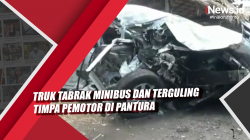 Video Truk Tabrak Minibus dan Terguling Timpa Pemotor di Pantura
