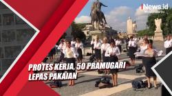 Video 50 Pramugari Lepas Pakaian di Alun-Alun Kota Roma Protes Kerja