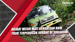 Video Akibat Mesin Mati Kehabisan BBM, Truk Terperosok Jurang di Sukabumi