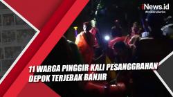 Video 11 Warga Pinggir Kali Pesanggrahan Depok Terjebak Banjir, Petugas Kesulitan Evakuasi