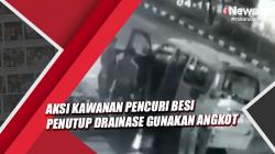 Rekaman CCTV Aksi Kawanan Pencuri Besi Penutup Drainase di Margonda Depok Gunakan Angkot