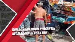 Video Rombongan Mobil Pengantin Terlibat Kecelakaan dengan Bus di Sragen