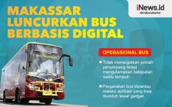 Infografis Makassar Uji Coba 22 Bus Berbasis Digital