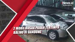 Hujan dan Angin Kencang, 2 Mobil Rusak Parah Tertimpa Baliho di Bandung