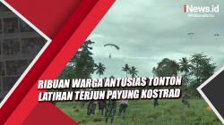 Ribuan Warga Antusias Tonton Latihan Terjun Payung Kostrad di Polewali Mandar