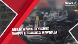 Video  Tabrak Separator Busway, Minibus Terguling di Jatinegara
