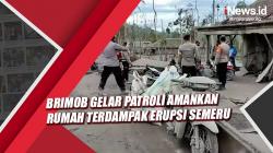 Brimob Gelar Patroli Amankan Rumah Terdampak Erupsi Gunung Semeru<