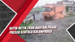 Detik-Detik Truk Hantam Pagar Polsek Sentolo Kulonprogo