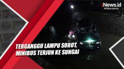 Terganggu Lampu Sorot Kendaraan, Minibus Penumpang 11 Orang Terjun ke Sungai di Jombang