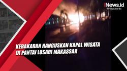 Video Kebakaran Hanguskan Kapal Wisata di Pantai Losari Makassar