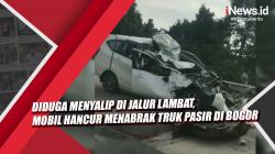 Video Diduga Menyalip di Jalur Lambat, Mobil Hancur Menabrak Truk Pasir di Bogor