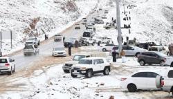 Fenomena Langka, Salju Turun di Arab Saudi <