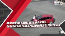 Video Aksi Heroik Polisi Naik Kap Mobil Gagagalkan Perampasan Mobil di Jeneponto