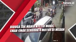 Video Diduga Tak Mahir Nyetir Mobil, Emak-Emak Seruduk 4 Motor di Medan<