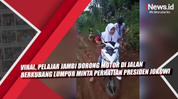 Video Viral, Pelajar Jambi Dorong Motor di Jalan Berkubang Lumpur Minta Perhatian Presiden Jokowi