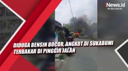 Video Diduga Bensin Bocor, Angkot di Sukabumi Terbakar di Pinggir Jalan<