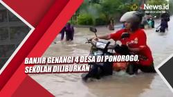 Video Banjir Genangi 4 Desa di Ponorogo, Sekolah Diliburkan