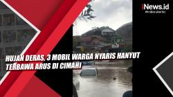  Hujan Deras, 3 Mobil Warga Nyaris Hanyut Terbawa Arus di Cimahi<
