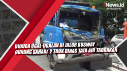 Video Diduga Ugal-ugalan di Jalur Busway Gunung Sahari, 2 Truk Dinas Tata Air Tabrakan