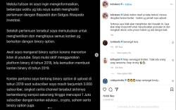 Crazy Rich Medan Indra Kenz Minta Maaf, Akui Platform Binomo Ilegal