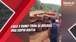 Video Laka 3 Dump Truk di Kolaka, Dua Sopir Kritis