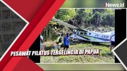 Pesawat Pilatus Tergelincir di Paniai Papua<