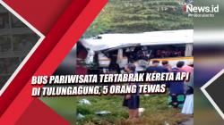 Video Bus Pariwisata Tertabrak Kereta Api di Tulungagung, 5 Orang Tewas