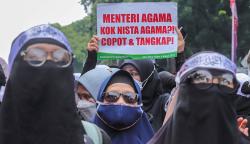 Geruduk Kemenag, Ratusan Massa Tuntut Menag Yaqut Mengundurkan Diri