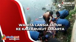 Video Perempuan Lansia Terjatuh ke Kali Krukut Jakarta