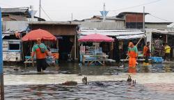 Banjir Rob Kembali Rendam Pelabuhan Kali Adem Jakarta