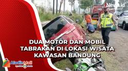 Dua Motor dan Mobil Tabrakan di Lokasi Wisata Kawasan Bandung<