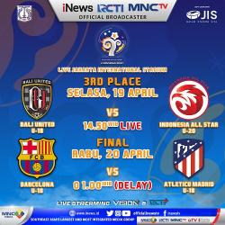 Indonesia Allstar U-20 vs Bali United U-18, Barcelona U-18 lawan Atletico Madrid U-18 Hari ini di iNews
