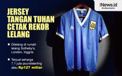 Infografis Jersey Tangan Tuhan Cetak Rekor Lelang