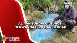 Aliran Sungai Cileungsi Berwarna Biru dan Berbau Diduga Tercemar Limbah Pabrik