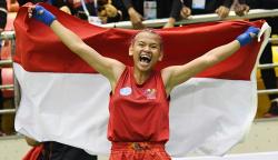 Potret Atlet Kickboxing Putri Indonesia Sumbang Medali Emas SEA Games 2021