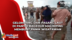 Gelombang dan Pasang Laut di Pantai Bagedur Malimping Membuat Panik Wisatawan