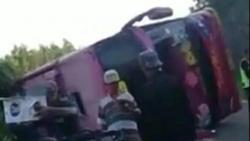 Bus Jurusan Bima-Jakarta Terguling di Sumbawa, 9 Orang Luka-luka