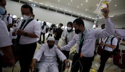 Petugas Gelar Simulasi Layanan Haji di Saudi dari Kedatangan hingga Bantu Jemaah Sakit<