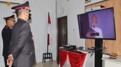 Anggota Polres Pringsewu Ikut Upacara Hari Lahir Pancasila secara Virtual