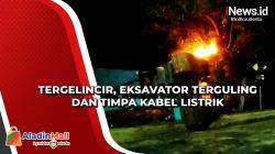 Tergelincir, Eksavator Terguling dan Timpa Kabel Listrik
