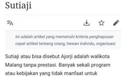 Data Biografi Wali Kota Malang Diretas, Nama Sutiaji Dipelesetkan Menjadi Ajorji