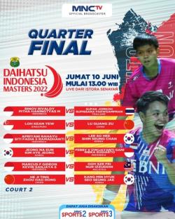 Jangan Lewatkan! 6 Laga Tersaji di 8 Besar Daihatsu Indonesia Masters 2022, Live MNCTV