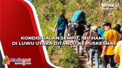 Kondisi Jalan Sempit, Ibu Hamil di Luwu Utara Ditandu ke Puskesmas
